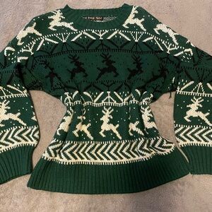 Green Reindeer Pattern Sweater